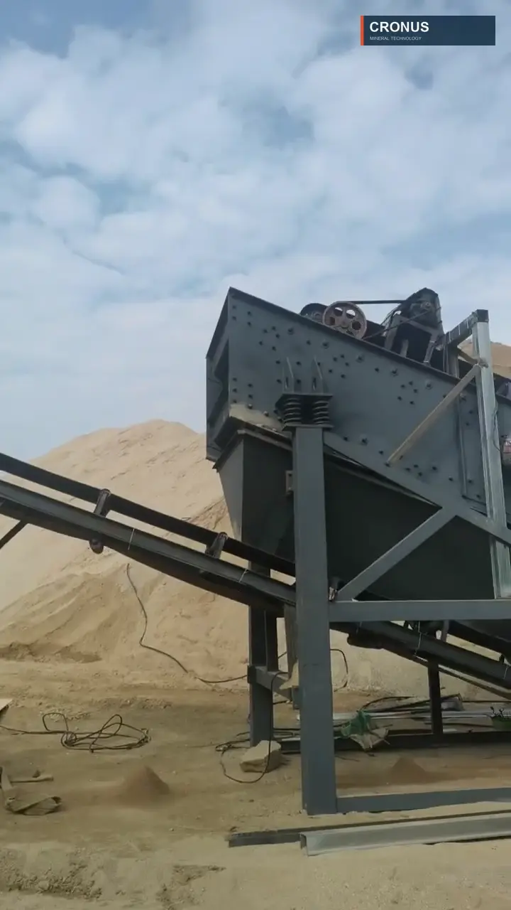 Manufactured sand stockpile from an aggregate production line